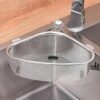 Triangle Sink Strainer Stainless Steel – Corner Sink Drain Basket for Kitchen Waste, Fruit & Vegetable Wash, Food Catcher Strainer, Rust-Resistant Design