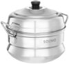 Amazon Brand – Solimo Small 5 Plate Multi Snacks Steamer – Stainless Steel, 500 Ml