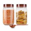 Milton Vintage Airtight Containers with Spoons for Kitchen Storage Food Grade Plastic, Stackable & Transparent Organizer Jars, Masala Dabba, Set of 2 (2 Litres each) for Tea, Coffee, Sugar, Dry Fruits