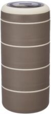 GANESH Smart Stack 4 Layer Protable Lunch Box Stainless Steel Airtight Leak-Proof Lunch Box for Office, School, Picnic – 400ml – Brown