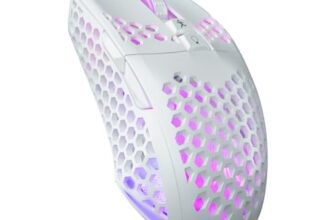 SOLAKAKA Wired Gaming Mouse with Honeycomb Shell,Adjustable 12800 DPI,7 Programmable Buttons,Lightweight Gaming Mice Ergonomic Computer Mouse Gaming for Windows/PC/Mac/Laptop Gamer,White