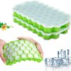 Silicone Honeycomb Ice Cube Tray with Lid 37-Cavity Flexible Mould – Small Cubes for Whiskey, Juice, Baby Food – Freezer Safe, Color May Vary (Pack of 1)
