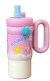 Fancy Kitchen Cartoon Kids Tumbler – 850ml Stainless Steel Double-Walled Travel Mug – Leak-Proof, BPA-Free with Straw – Perfect for School & Outdoor Use. (Rainbow Pink)
