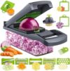 14-in-1 Vegetable Chopper & Onion Dicer – Multi Blade Cutter for Vegetables, Fruits, Garlic, Carrots, Potatoes – Kitchen Slicer with Storage Container & Cleaning Tools