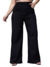 Miss Chase A+ Women’s Wide Leg High Rise Clean Look Regular-Length Stretchable Denim Jeans (APAW24DEN86-97-330-32, Ebony Black, 32)