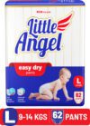 Little Angel Easy Dry Diaper Pants with 12 hrs absorption Large Size, 9-14 Kgs – L(62 Pieces)