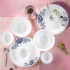 Larah by Borosil Silk Series Leona Opalware Dinner Set with Steel Spoon | 33 Pcs for Family of 6 | Microwave & Dishwasher Safe | Bone-Ash Free | Crockery Set for Dining & Gifting | Plates & Bowls