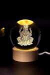 BITSY BLOOM 3D Crystal Ball Lamp | Night Light with Wooden Base | Table Lamp(8 cm, LORD GANESHA)