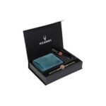 WildHorn Rakhi Gift Hamper for Brother – Classic Men’s Combo/Gift Set of Leather Wallet, Keyring and Rakhi for Brother/Bhaiya. (Blue Hunter)