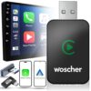 WOSCHER 2in1 Airlink Wireless Carplay Adapter and Android Auto Adapter for Car |Converts Wired to Wireless, Bluetooth Connectivity, Only for Cars with OEM Installed Wired Android Auto/CarPlay (Black)
