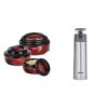 Milton Ernesto Inner Stainless Steel Casserole Set of 3 (420 ml, 850 ml, 1.43 litres), Red & Milton Atlantis 900 Thermosteel Hot and Cold Water Bottle, 750 ml, Silver