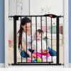 LuvLap Indoor Baby Safety Gate with Auto Close Feature, Kids Safety Gate for Door Way Size 76 to 85 Cm Wide, Staircase Gate Baby Safety, Black, 1 Count