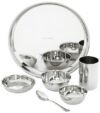 Amazon Solimo Dinner Set| Stainless Steel | Set of 6 | Solid Mirror Finish | Silver