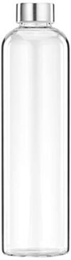 Amazon Brand – Solimo Borosilicate Glass Water Bottle, (Transparent, 1000 ml, 1 Piece