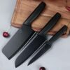 PICKSTORE “3‑Piece Black Chef Knife Set – Ergonomic Manual Sharpening Blades for Home & Restaurant Cooking, Razor‑Sharp, Durable Handles, Essential Culinary Knife Trio”
