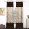 MollisHomes Door Curtains 7 Feet Long Set of 2, Cream & Brown, Floral Print Door Curtain | 118X215cm | Aesthetic Curtains | Door Curtains for Living Room, Bedroom, Halls | Perfect for Home Decor