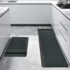 MollisHomes Anti Fatigue Kitchen Rug Sets 2 Piece Charcoal Grey Non Slip Kitchen Mats for Floor Cushioned Kitchen Rugs & Mats Waterproof Comfort Standing Mat Runner for Kitchen
