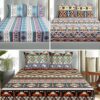 Story@Home 240 TC Bedsheet for Double Bed Queen Size | Satin Finish, Microfiber Double Bed Bedsheet Combo | 225 X 250 Cm with 2 Pillow Covers | Perfect for Home Decor (Multi Color, Aztec)