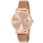 CRESTELLO Women’s Rose Gold Plated Mesh Chain Analog Watch (CR-RG103PNK-RGCH)