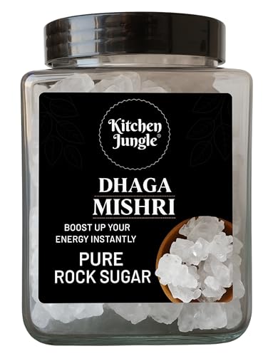 Kitchen Jungle Unrefined Mishri Crystal 800GM (Dhaga Mishri) Jar Pack rock sugar Only filtered