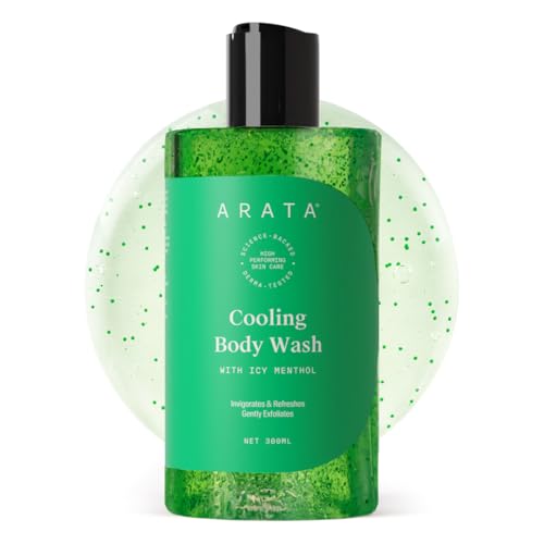Arata Cooling & Exfoliating Body Wash with Menthol & Glycerine | Smooth & Hydrated Skin | Protects Skin Barrier | Body Wash for Women & Men | Paraben & Silicone-Free | For All Skin Types | 300ml