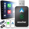 WOSCHER 2in1 Airlink Wireless Carplay Adapter|Android Auto Adapter for Car |Convert Wired to Wireless,Bluetooth Connectivity for Cars, OEM Installed Wired Android Auto/CarPlay (Black)|(1+1)Yr Warranty