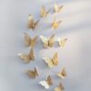 3D Metallic Butterfly Wall Stickers Set – 12 Pcs Rose Gold DIY Home Decoration (12, Golned-Butterfly)