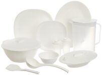 Signoraware Plastic Square Dinner Set (White) – 38 Pieces