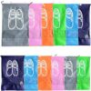 BigPlayer Portable Travel Shoe Bags Shoe Organizer Space Saving Storage Bags- Aqua Blue, Navy Blue,Green, Grey, Orange & Pink 16 X 12” Inches- 12 Piece Pack(Multicolor)
