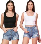 CHAKUDEE Fashion Casual Solid Women Black, White Top