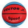 Vector X 8 Panel Speed Rubber Moulded Indoor/Outdoor Basketball with Butyl Bladder, Red-Sky Blue, Size: 7 (Suitable for Practice/Match/Training) + Free Air Needle