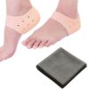 UFLOW Silicone Gel Heel Pad Socks for Pain Relief with Micro Fibre Cloth – Cracked Heels Repair Silicone Heel Socks For Pedicure Against Cracking Chap Pain Protector Moisturizing Crack Socks – 1 Pair