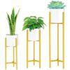 Elegance Aura™ Golden Metal Planters with Stand | Tall Indoor Plant Stand for Living Room Corner, Balcony & Bedroom | Flower Pots & Planters for Home Decor (Set of 3)