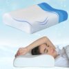 Sleepsia Breathable Cooling Gel Contour Memory Foam Pillow | 1 Year Warranty | Neck Support Cervical Pillow for Pain Relief – Orthopedic Ergonomic Support for Side, Back and Stomach Sleepers