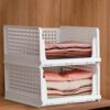 MollisHomes Set of 2 Shirt Stacker For Wardrobe Shirt Stacker Organizer With Lid | Polypropylene Foldable Organizers For Men | Wardrobe Organizer For Storage 43x33x18.5 cm