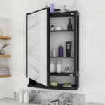 ZOLMIX® Premium Bathroom Cabinet with Mirror and Large Storage Space| Strong Plastic Wall Shelf, Accessories Organizer| Multipurpose Bathroom Shelves Organiser, Decorative Prime Look – Black