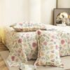 Story@Home King Size Bedsheet | Cloud Cotton Flatsheet King Size with Two Pillow Covers| 300 TC | Super Soft Bed Sheet for King Size Bed | Floral Design (270 x 250 cm, Off White & Pink)