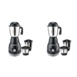 Lifelong LLMG23 Power Pro 500-Watt Mixer Grinder with 3 Jars (Liquidizing, Wet Grinding and Chutney Jar), Stainless Steel blades, 1 Year Warranty (Black) (Pack of 2)
