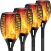 XERGY Solar Lights Outdoor Waterproof Dancing Fire Mashaal Flame Torch 96 LED 2200 mAh Battery Lantern Landscape Decoration Lighting Auto On/Off for Garden Balcony Driveway’s (Large Size Pack of 4)