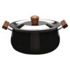 Wonderchef Ebony Hard Anodized Non-Stick Biryani Handi with Lid – 5L | Black, 1 Piece