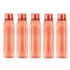 MILTON Prime 1000 Pet Water Bottle, Set of 5, 1 Litre Each, Red, Reusable Plastic Fridge Bottle Set, BPA Free and Leak Proof Waterbottles for School, Travel, Work
