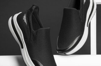 RED TAPE Men’s Walking Slip-On Shoes | Lightweight Mesh Comfort Walking Shoes For Men(Black, Grey , 6)