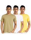 Amazon Brand – Symbol Men’s Solid Regular Fit Half Sleeve Cotton T-Shirt (AW17PLPO3-7_White,SunYellow,SandBoa_S)