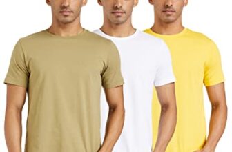 Amazon Brand – Symbol Men’s Solid Regular Fit Half Sleeve Cotton T-Shirt (AW17PLPO3-7_White,SunYellow,SandBoa_S)