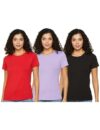 Amazon Brand – Symbol Women’s Regular T-Shirt (RN-PO3-COMBO24_Black, Red & Lavendar S)