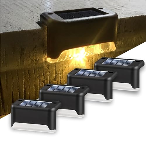 BTAG Solar-Powered Deck Light – IP65 Waterproof LED Step, Stair, Fence & Railing Light with Wide-Angle Illumination, Rechargeable Outdoor Lighting for Yard, Patio & Pathway.Pack of 4