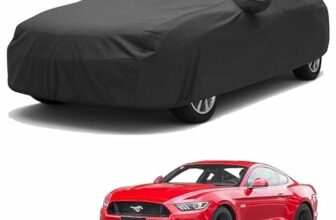 Sulfar 100% Water Resistant Car Body Cover Compatible with Mirror for Ford Mustang (Triple Stitched, Full Bottom Elastic, Dark Grey)