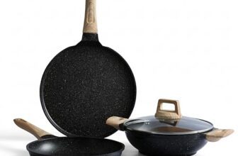 Lifelong 3 Piece Die-Cast Cookware Set With Common Lid & Wooden Spatula| 2.2L Kadhai with Lid 24cm |1.4L Fry Pan 24cm| 1.2L Tawa 28cm| Induction & Gas Compatible |Non-Riveted Handle |Non-Stick Coating