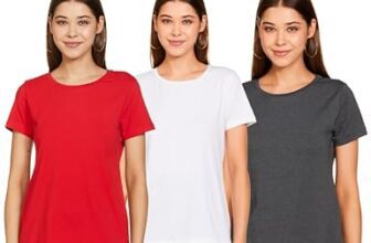 Amazon Brand – Symbol Women’s Regular T-Shirt (SYMAW19RN22_Anthra & White & Red M)