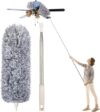 Microfiber Feather Duster Bendable & Extendable Fan Cleaning Duster with 100 inches Expandable Pole Handle Washable Duster for High Ceiling Fans,Window Blinds, Furniture (Standard)